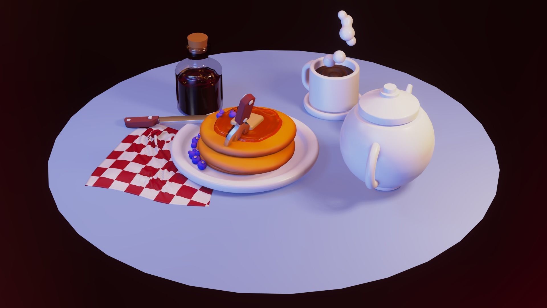 nice little breakfast Low-poly 3D model_5