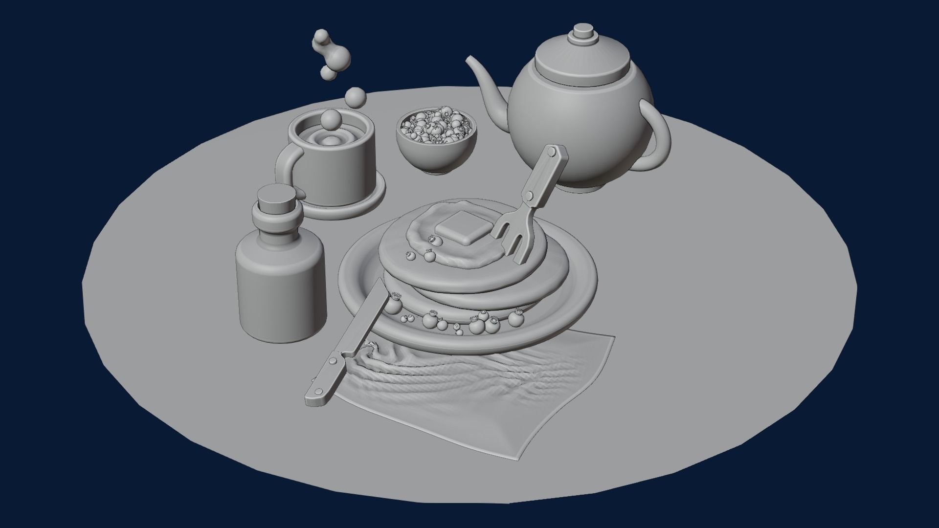 nice little breakfast Low-poly 3D model_16