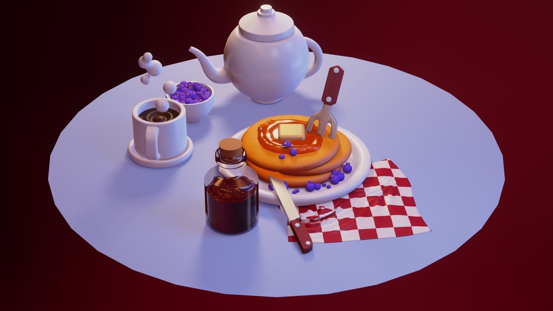 nice little breakfast Low-poly 3D model_2