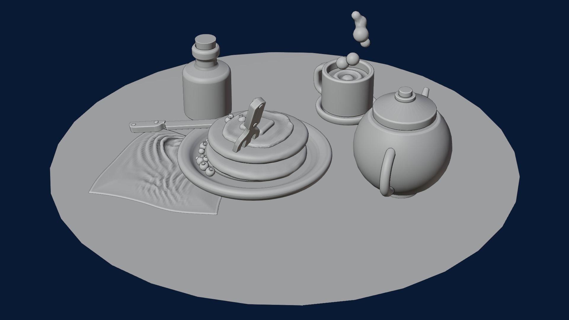nice little breakfast Low-poly 3D model_18