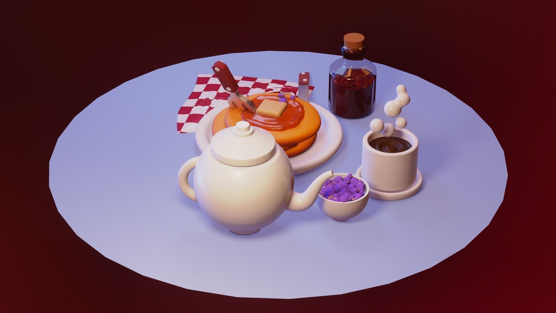 nice little breakfast Low-poly 3D model_7