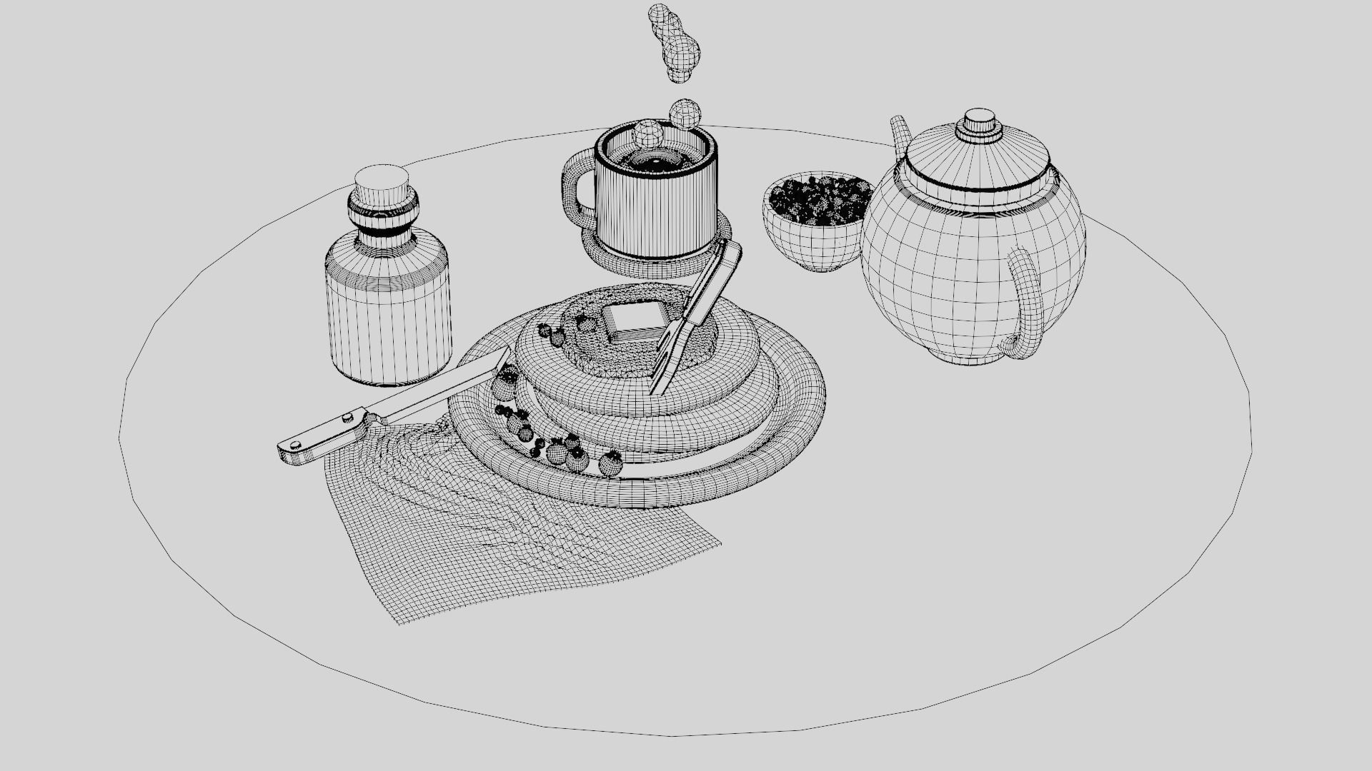 nice little breakfast Low-poly 3D model_29