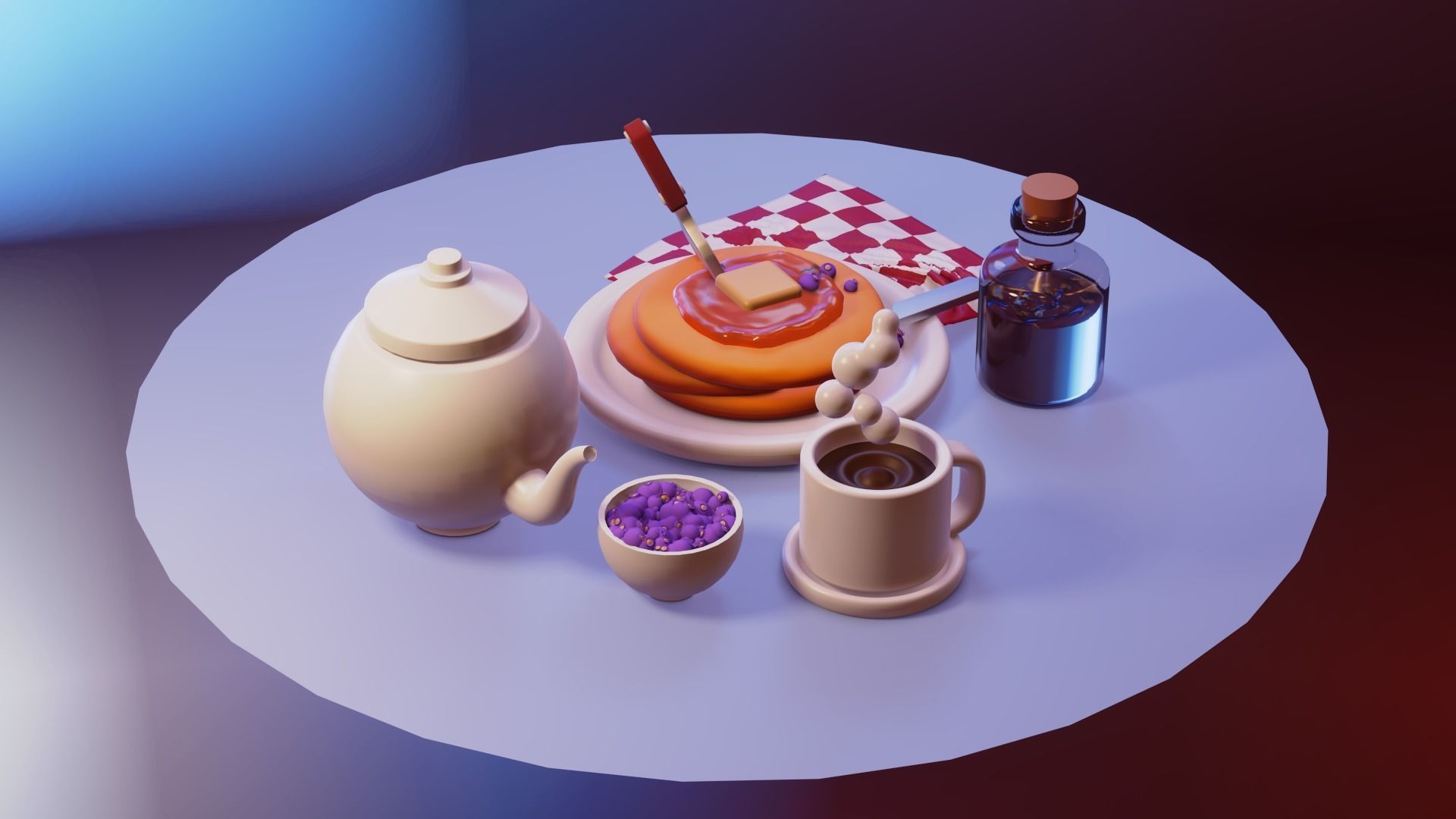 nice little breakfast Low-poly 3D model_8