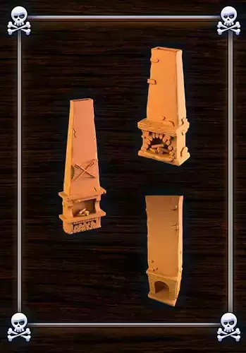 Fireplaces wooden tower with cross on top 3D print model