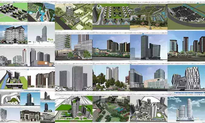 Collection 27 Sketchup Residential Complex models 