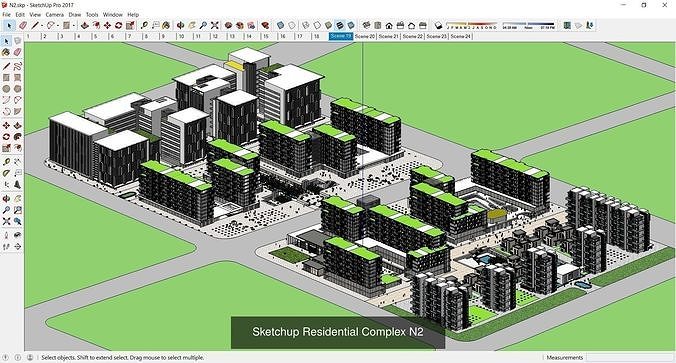 Collection 27 Sketchup Residential Complex models 3D Model Pack 5