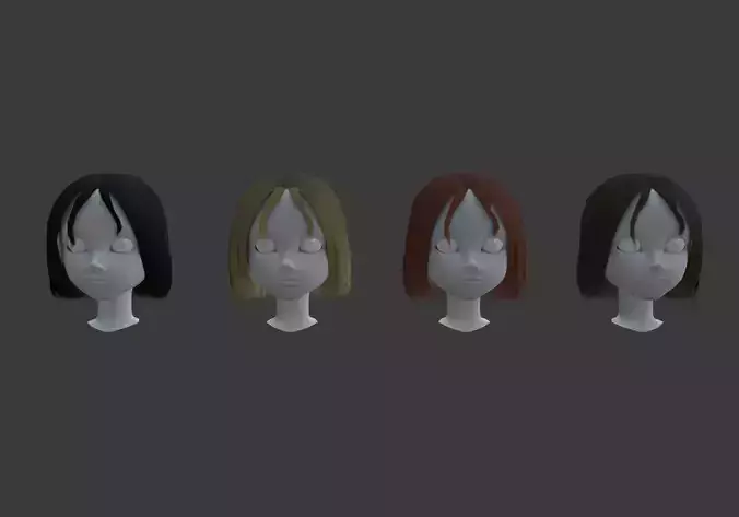 low poly hairstyle in 4 colors