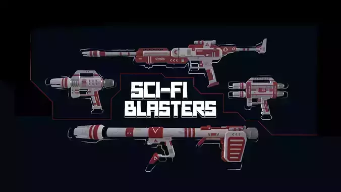Sci-Fi Blaster Pack Low-poly 3D model