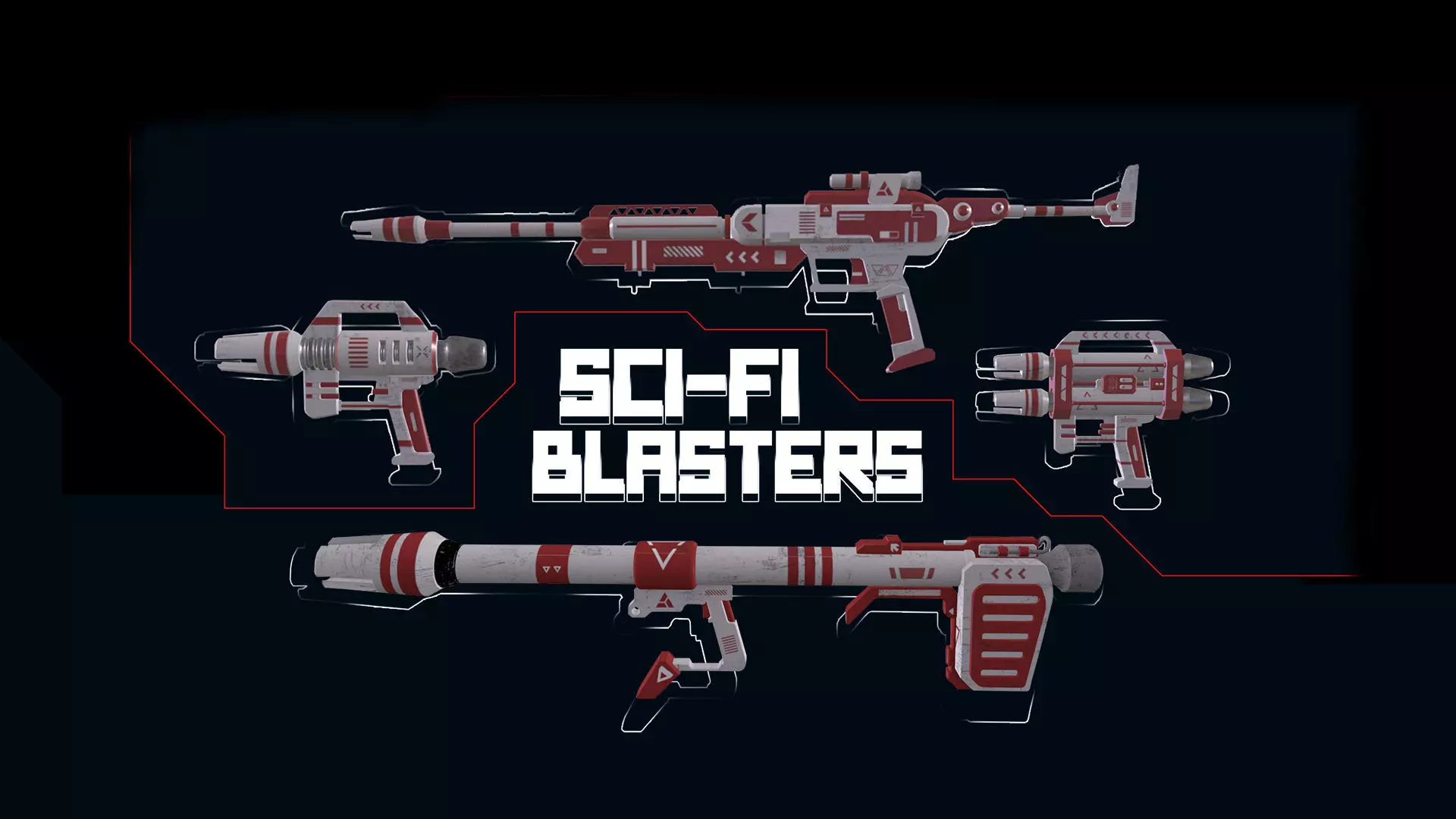 Sci-Fi Blaster Pack Low-poly 3D model Low-poly 3D model_0
