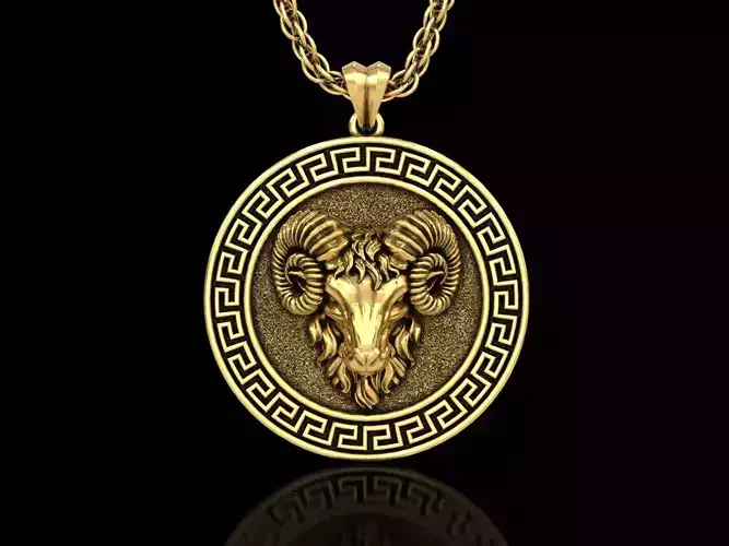 The Aries Zodiac Sign Ram Medallion Pendant
