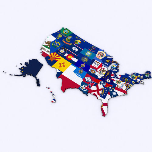 US Political Map with Counties 3D model