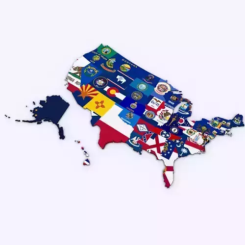 US Political Map with Counties 3D model