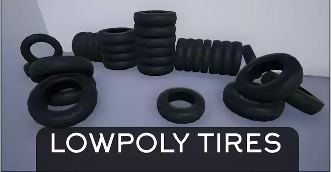 Lowpoly Tires and Stacks of Tires Low-poly 3D model
