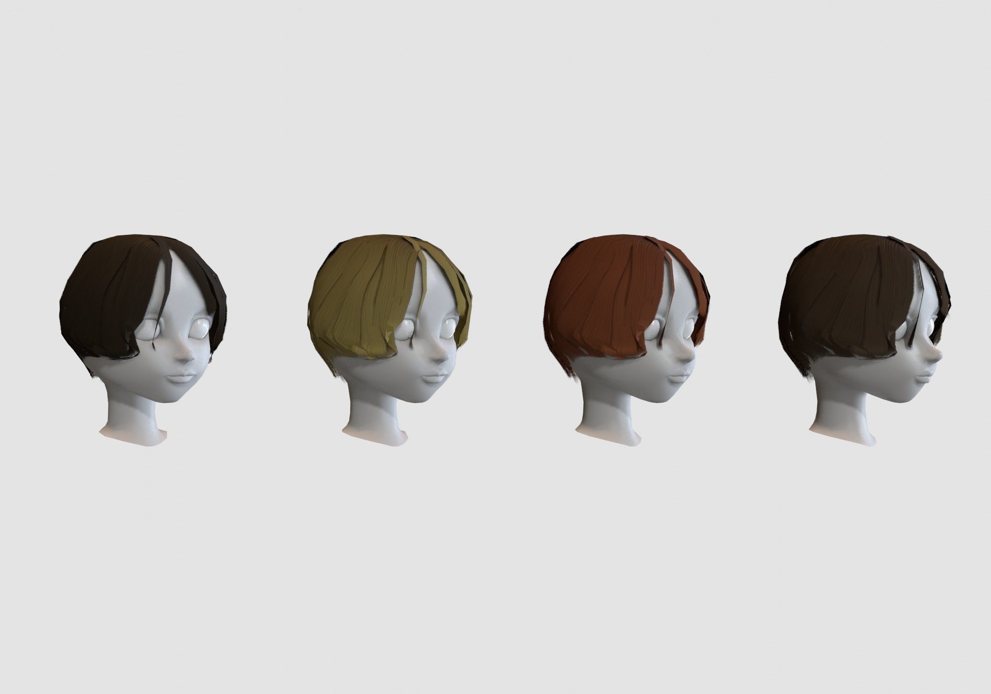 - hairstyle in 4 colors Low-poly 3D model_1