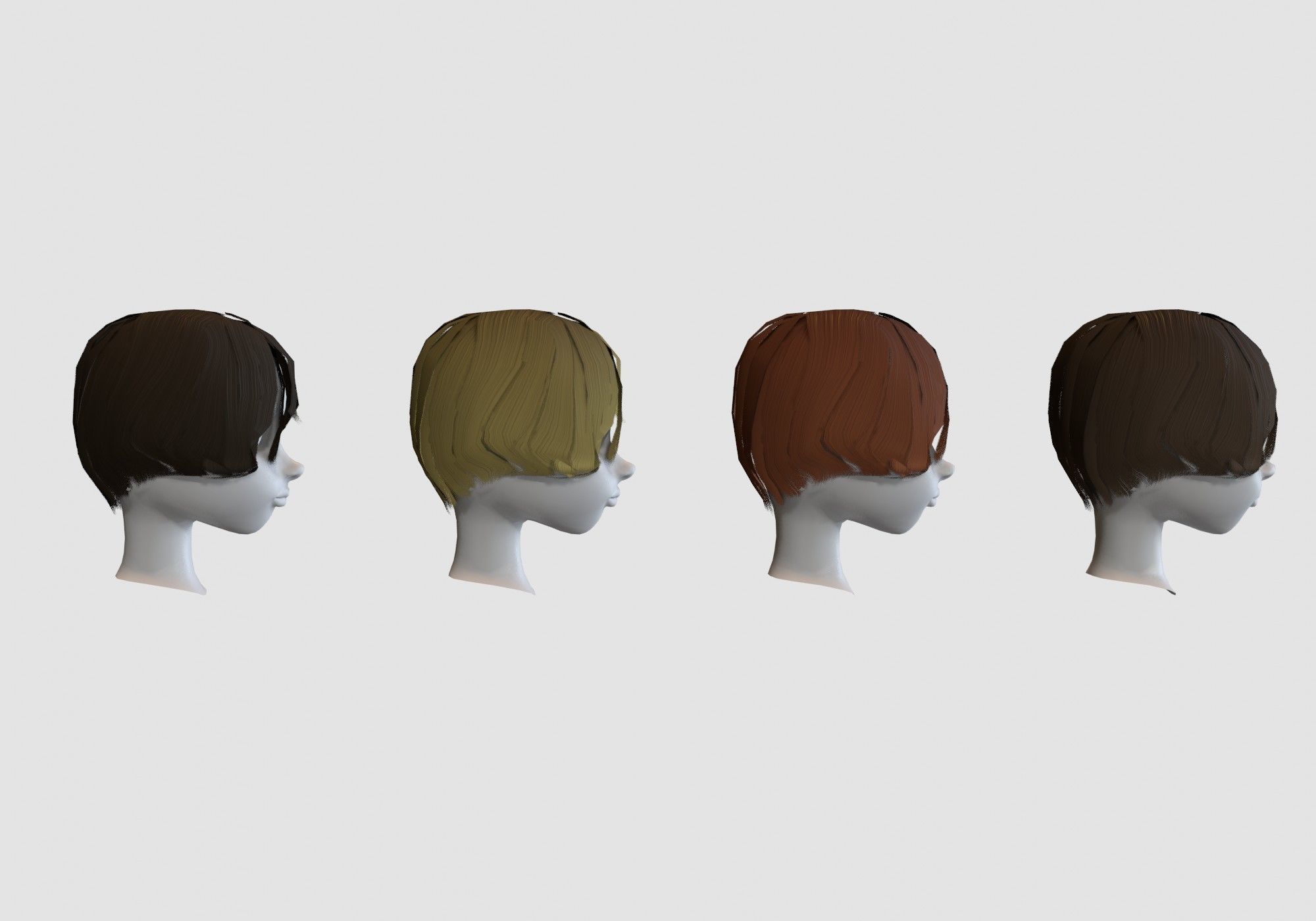 - hairstyle in 4 colors Low-poly 3D model_2