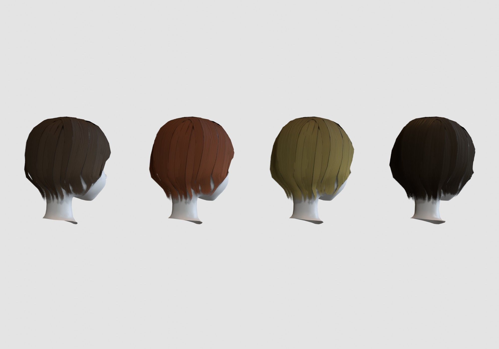 hairstyle in 4 colors Low-poly 3D model_3