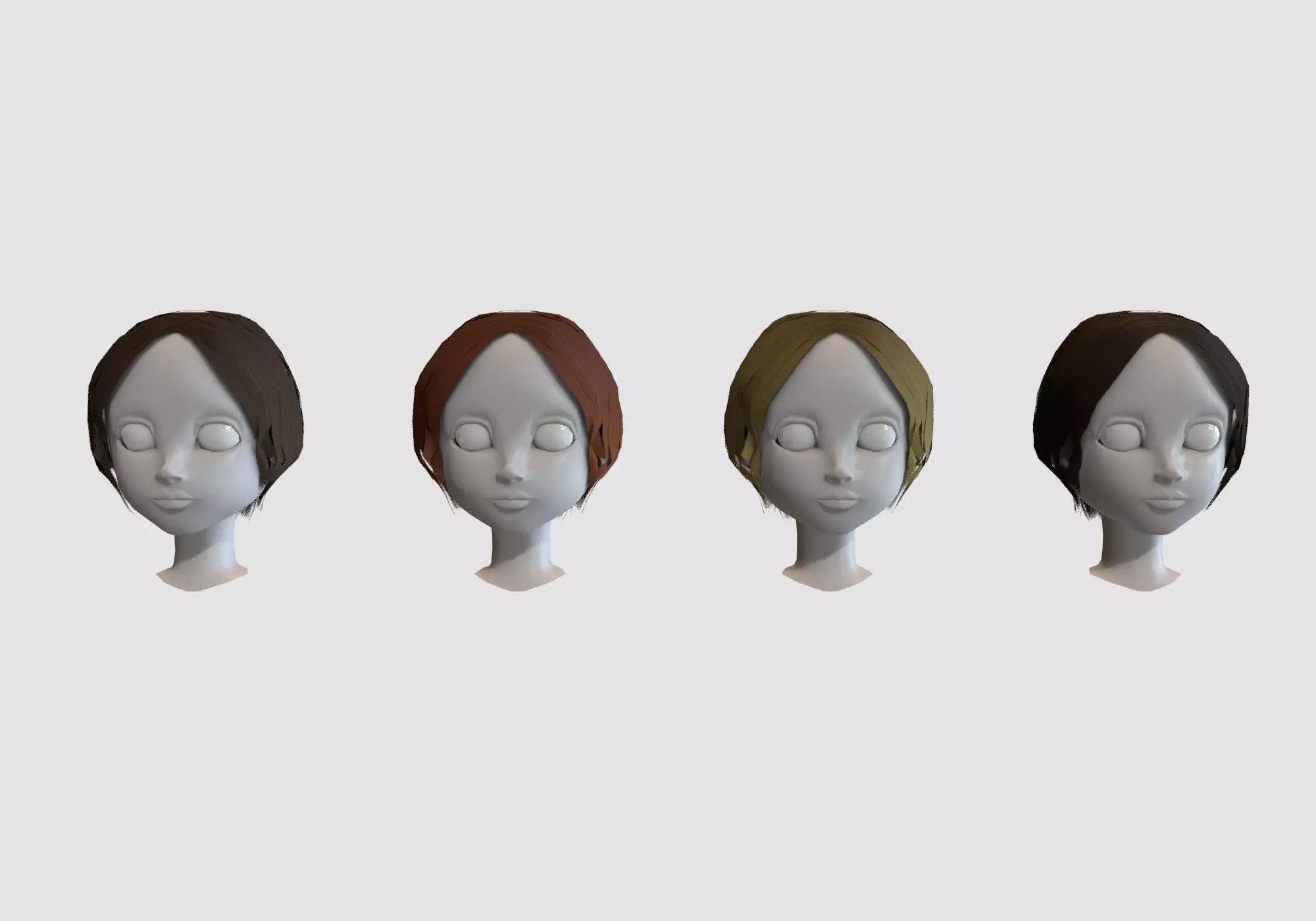 hairstyle in 4 colors Low-poly 3D model_0