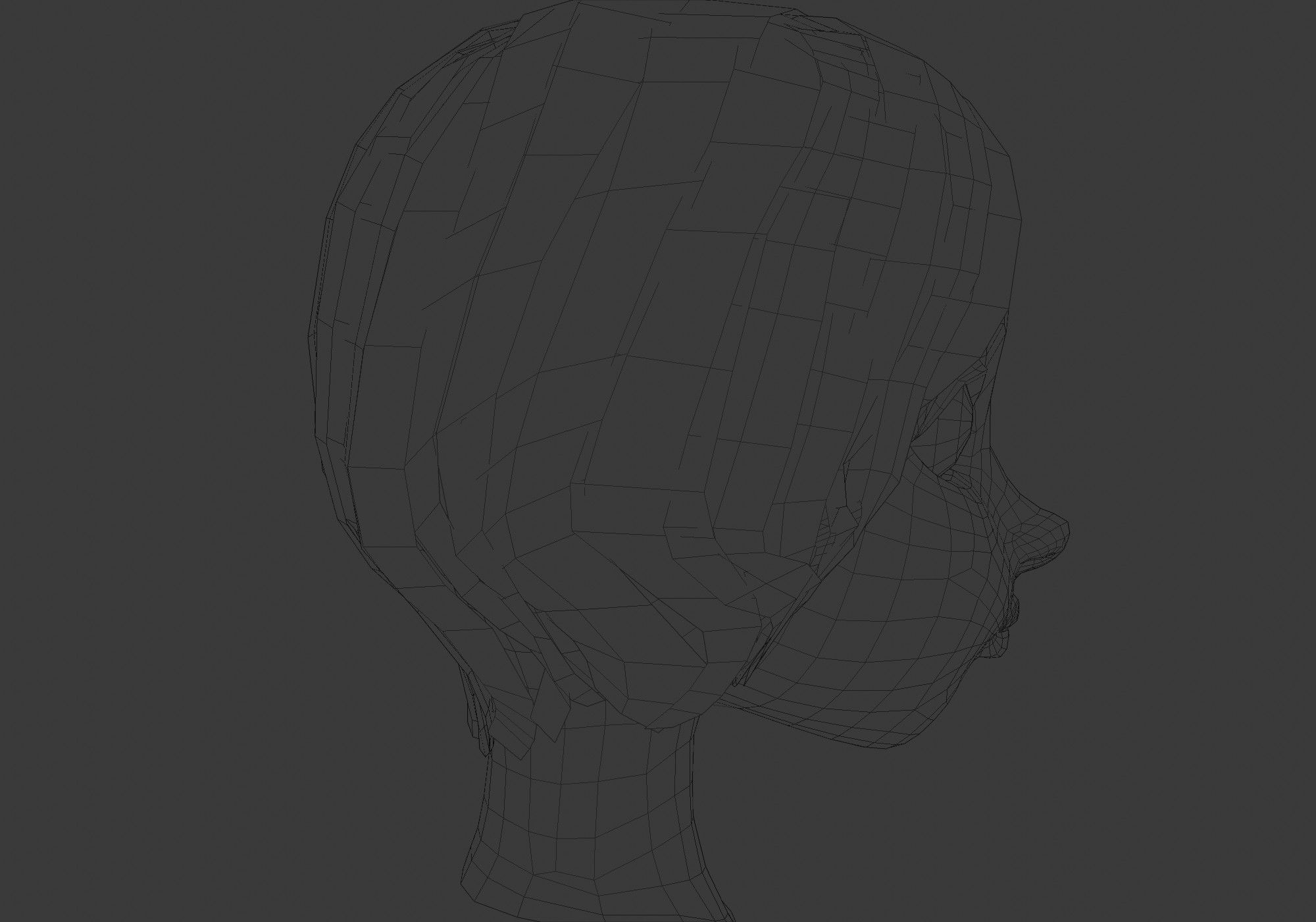 hairstyle in 4 colors Low-poly 3D model_7