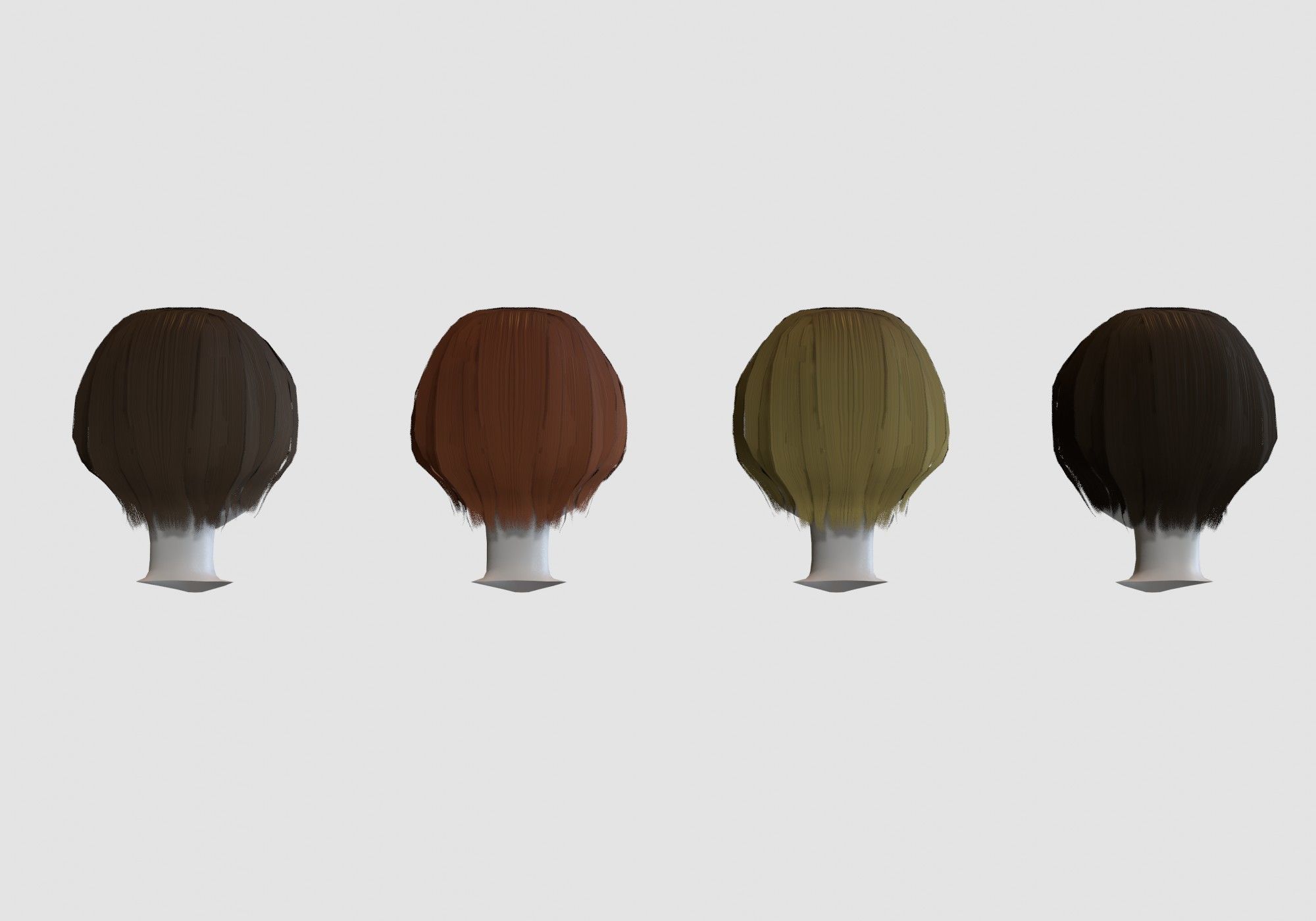hairstyle in 4 colors Low-poly 3D model_4