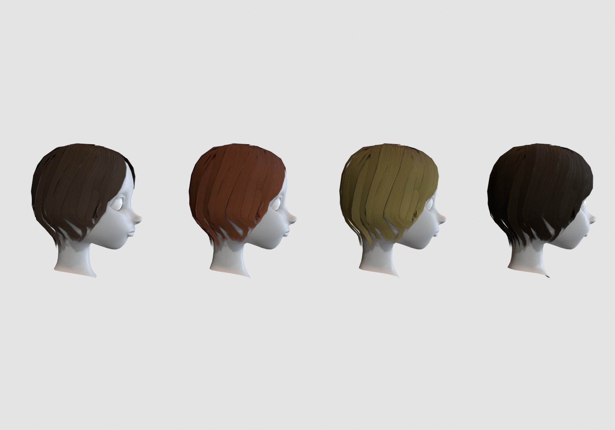 hairstyle in 4 colors Low-poly 3D model_2