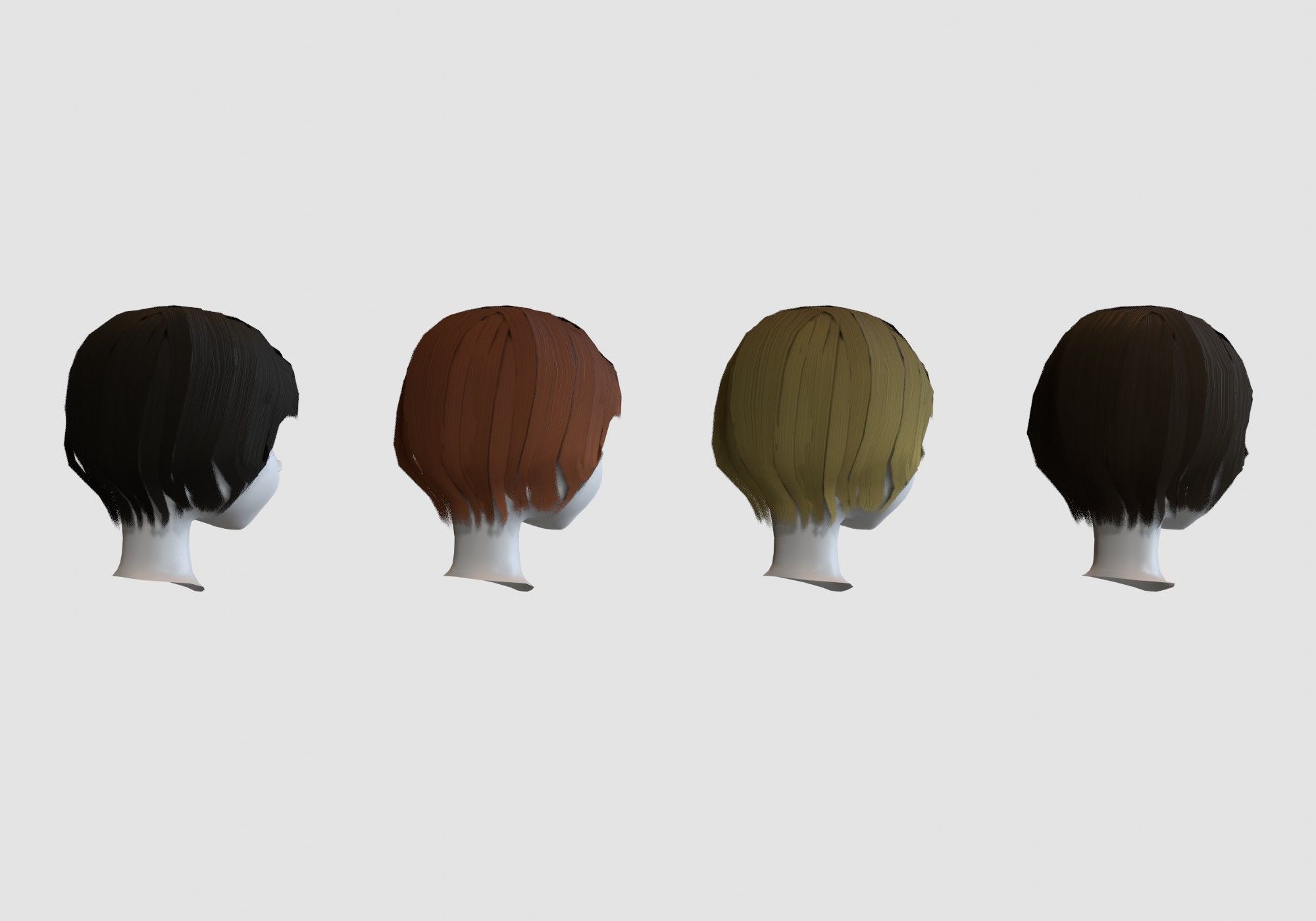 hairstyle in 4 colors Low-poly 3D model_3