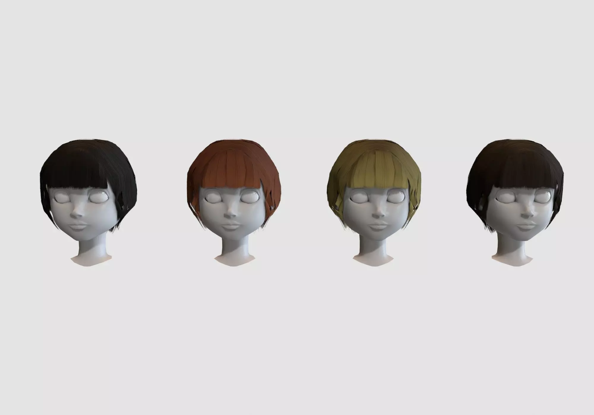 hairstyle in 4 colors Low-poly 3D model_0