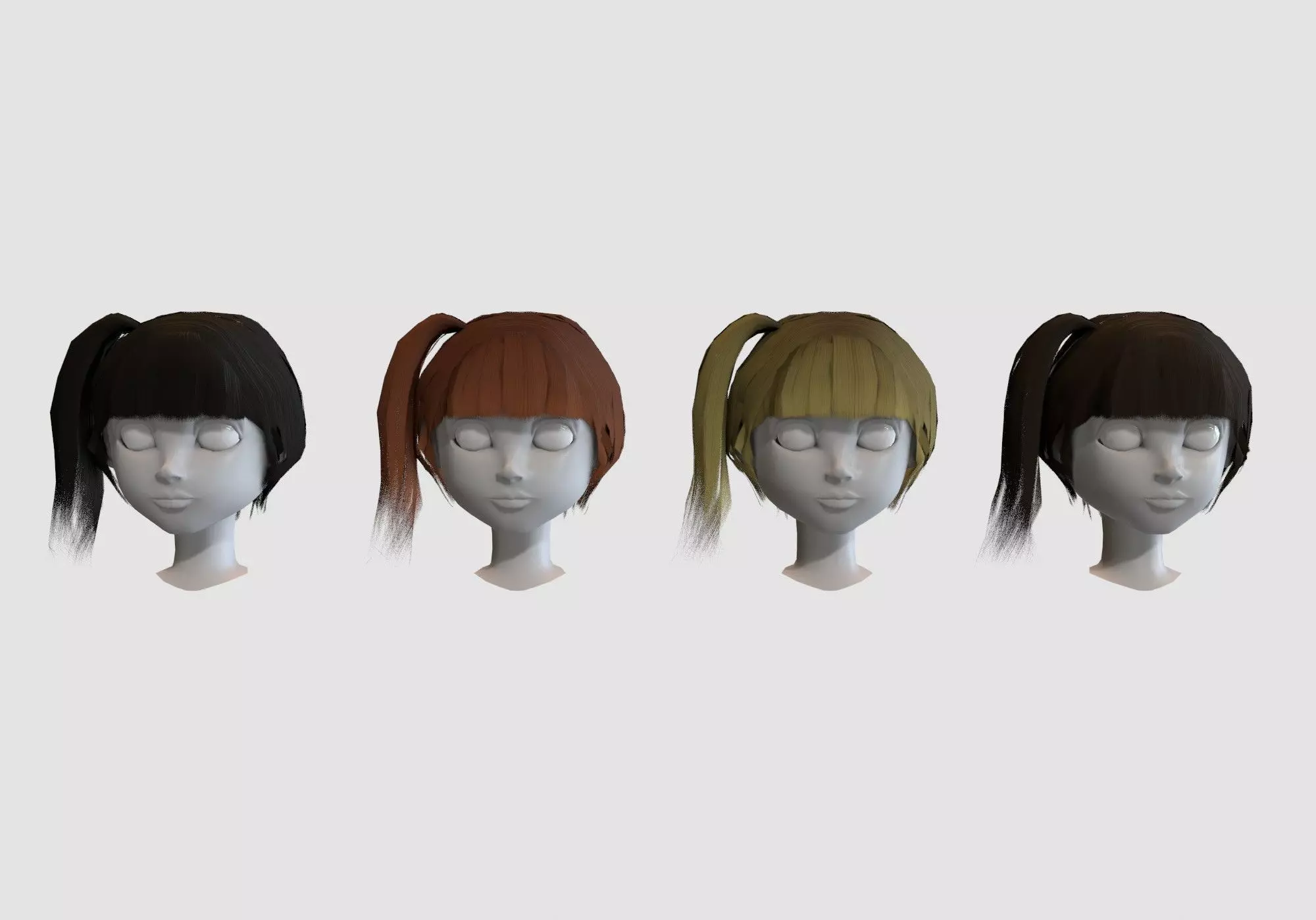 hairstyle in 4 colors Low-poly 3D model_0