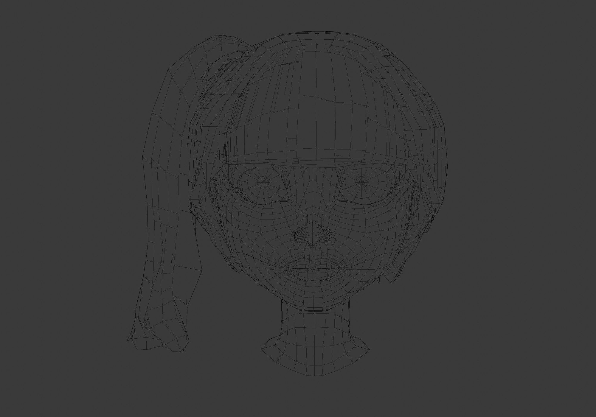 hairstyle in 4 colors Low-poly 3D model_5