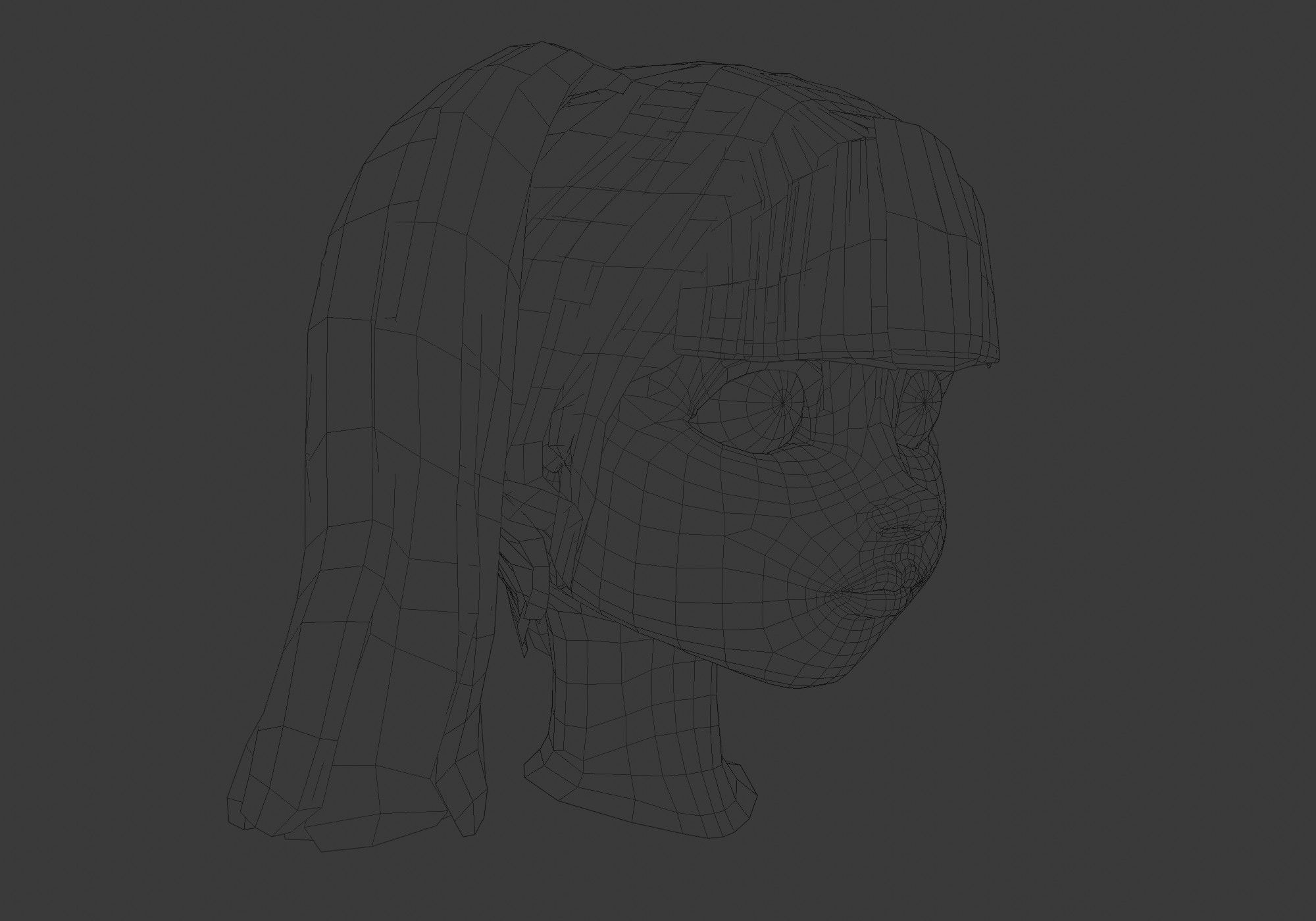 hairstyle in 4 colors Low-poly 3D model_6