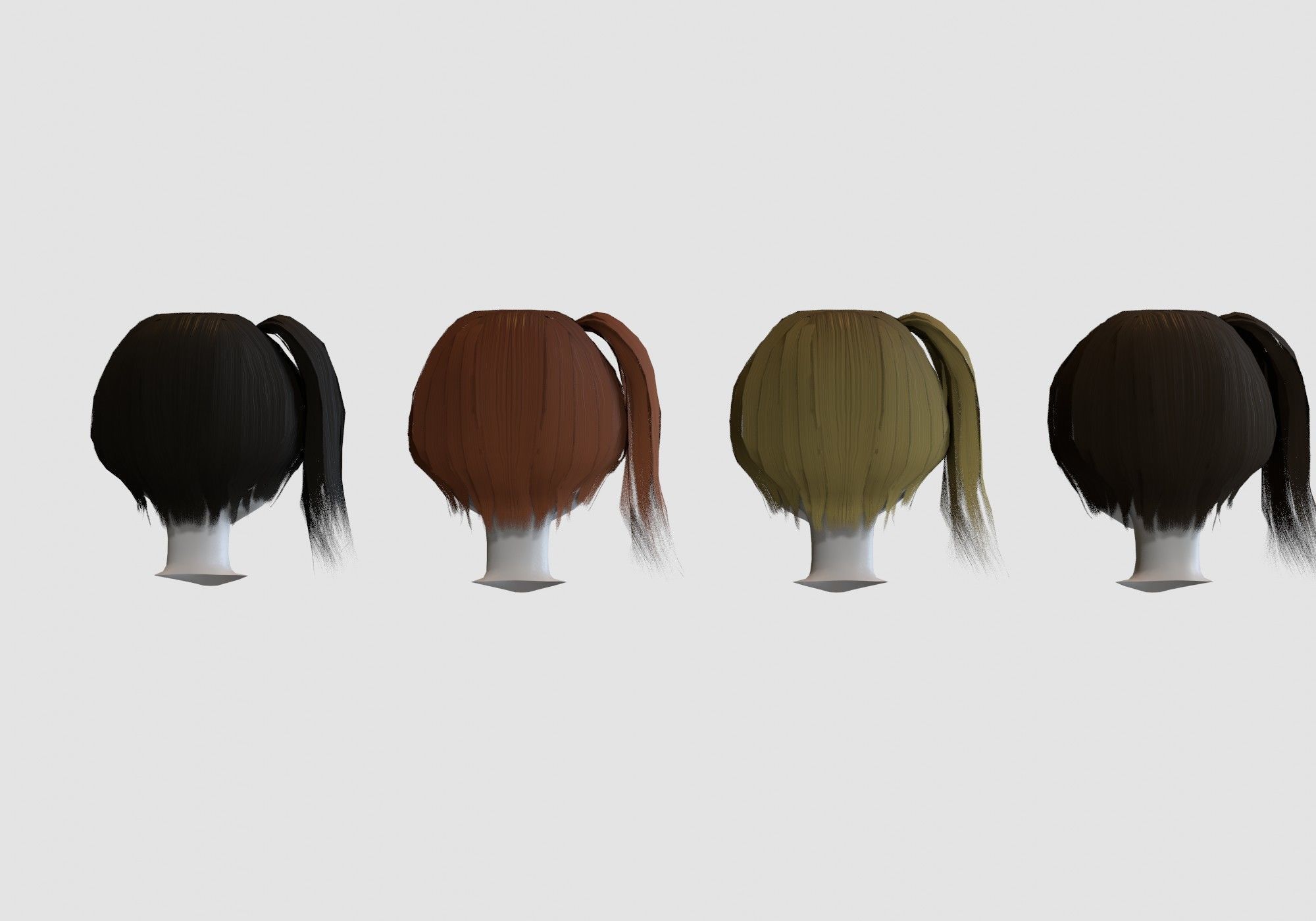 hairstyle in 4 colors Low-poly 3D model_4