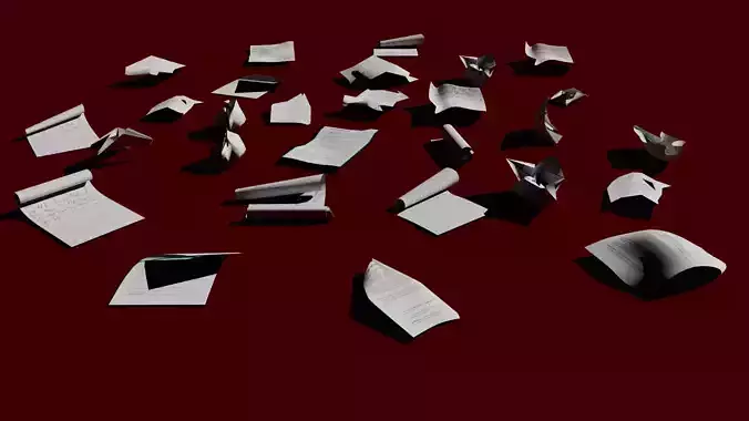 22 Crumpled paper Pack VR AR low poly 3d model