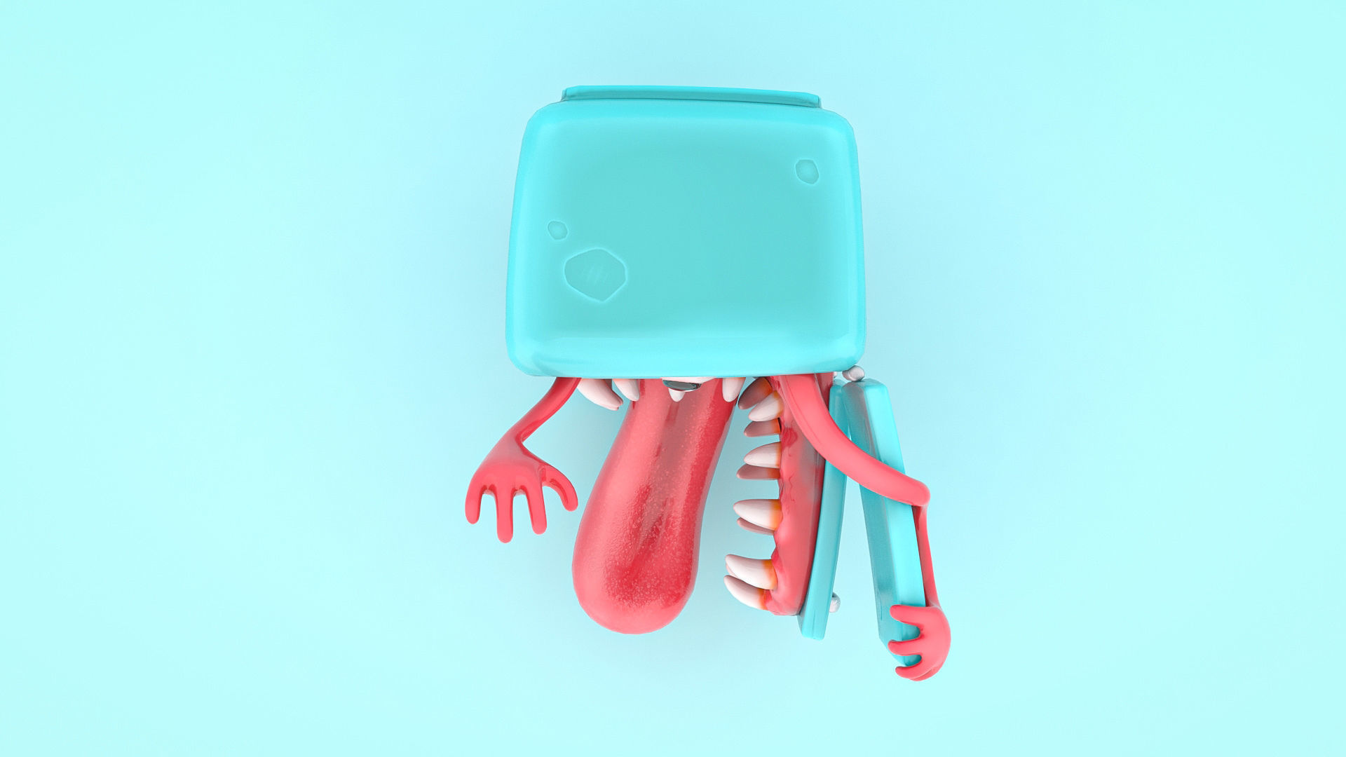 Evil fridge low poly Low-poly 3D model_4