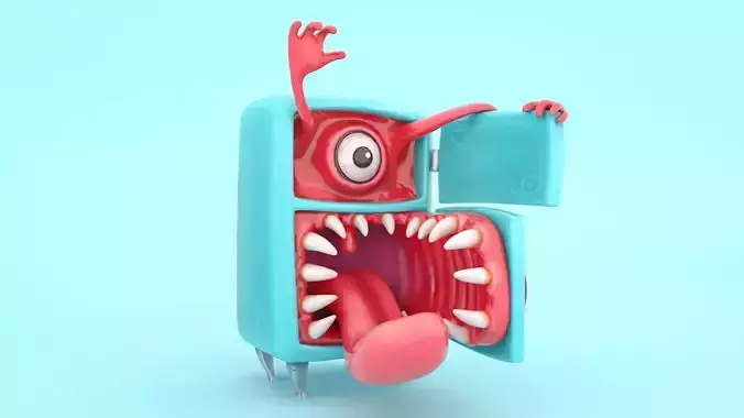 Evil fridge low poly