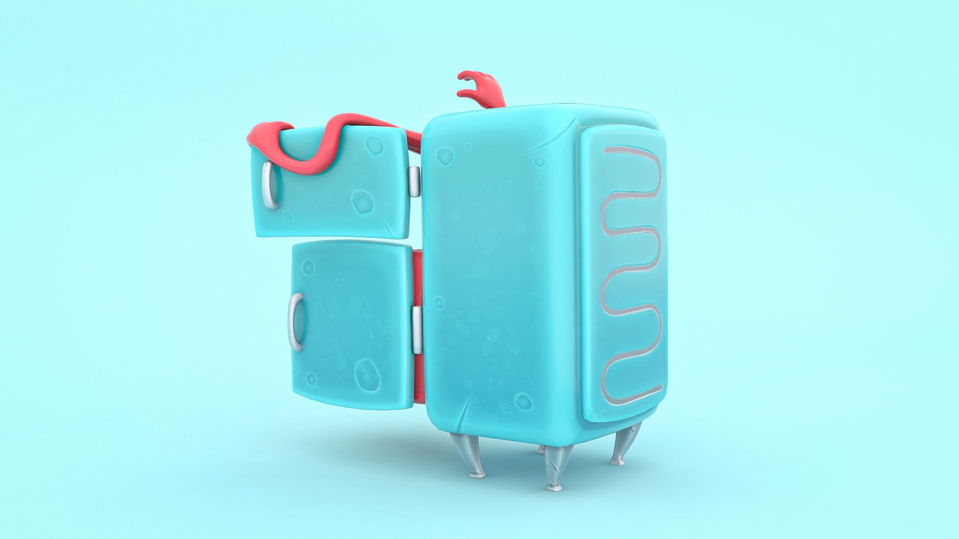 Evil fridge low poly Low-poly 3D model_2