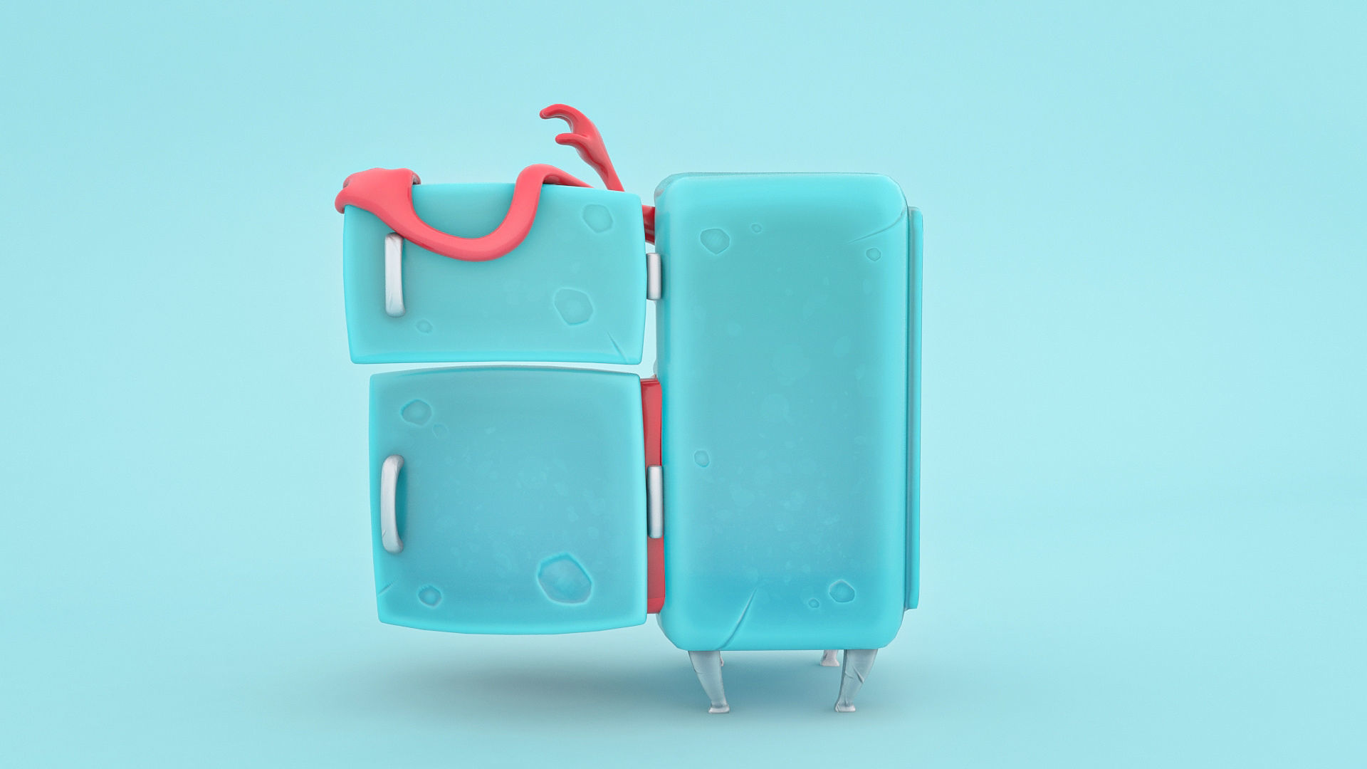 Evil fridge low poly Low-poly 3D model_8