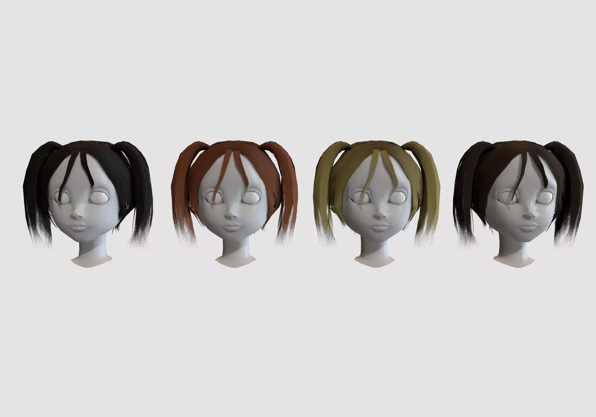 hairstyle in 4 colors Low-poly 3D model_0