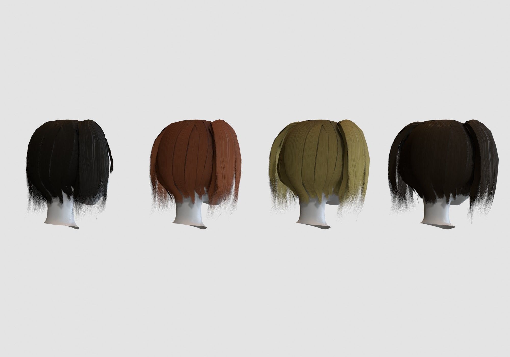 hairstyle in 4 colors Low-poly 3D model_3
