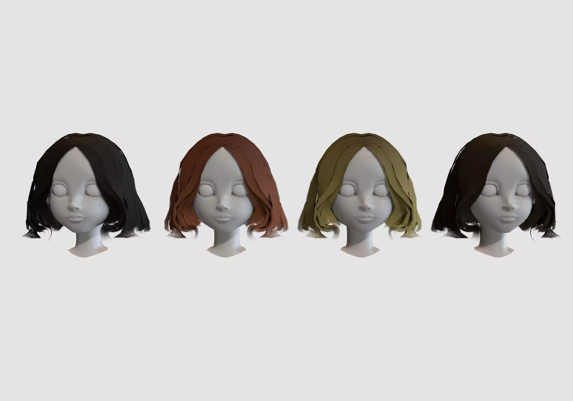 hairstyle in 4 colors Low-poly 3D model