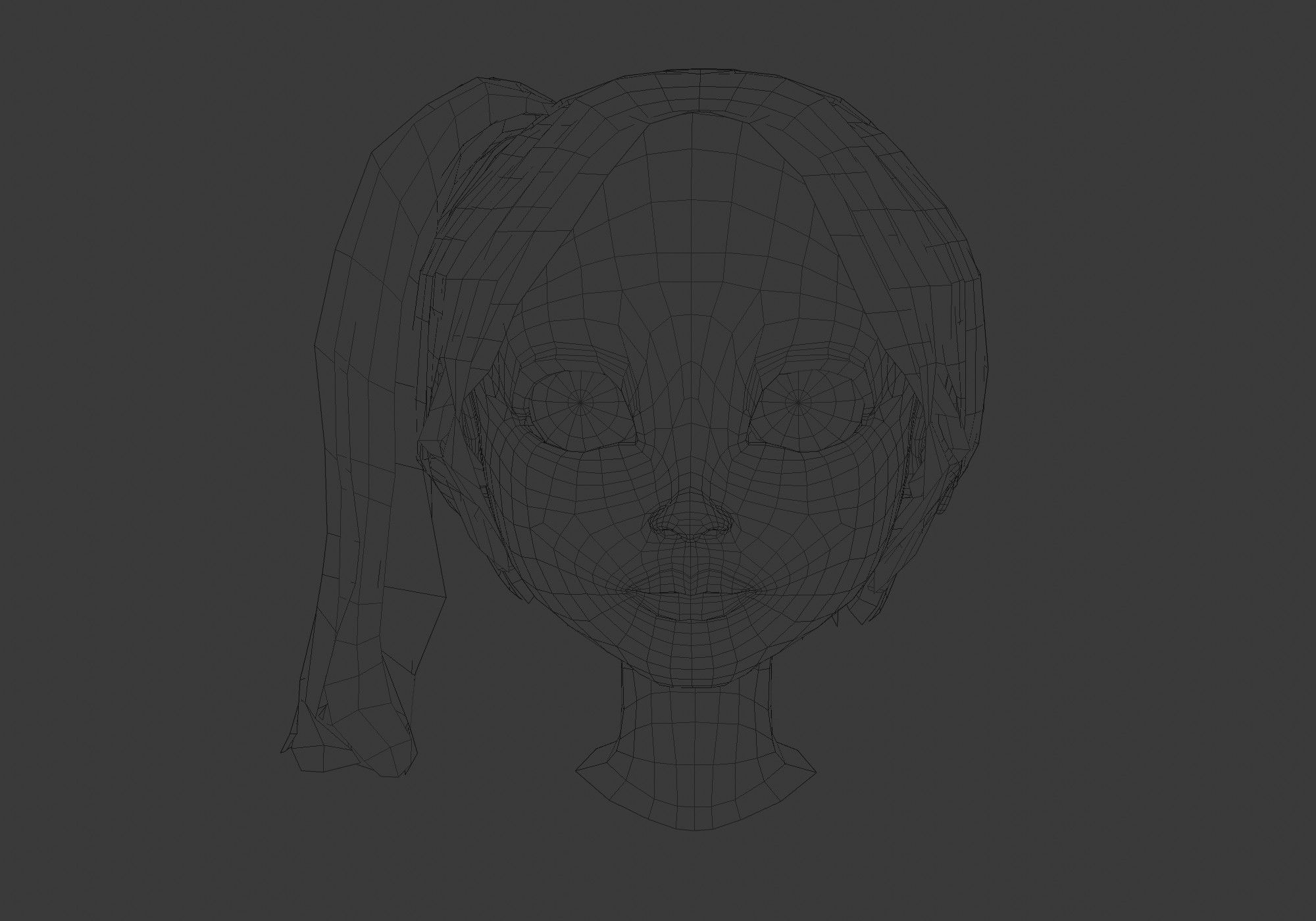 hairstyle in 4 colors Low-poly 3D model_5