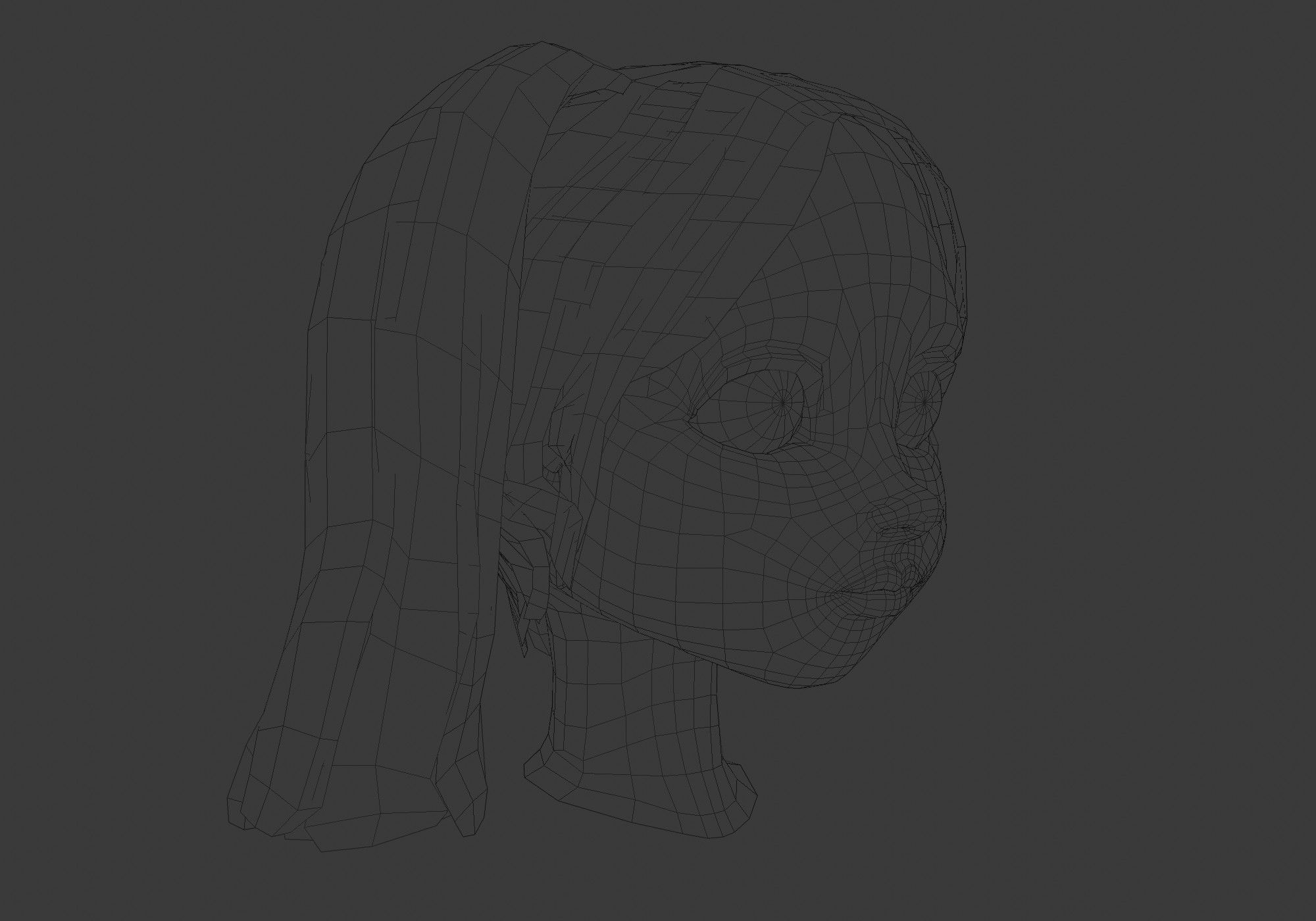 hairstyle in 4 colors Low-poly 3D model_6