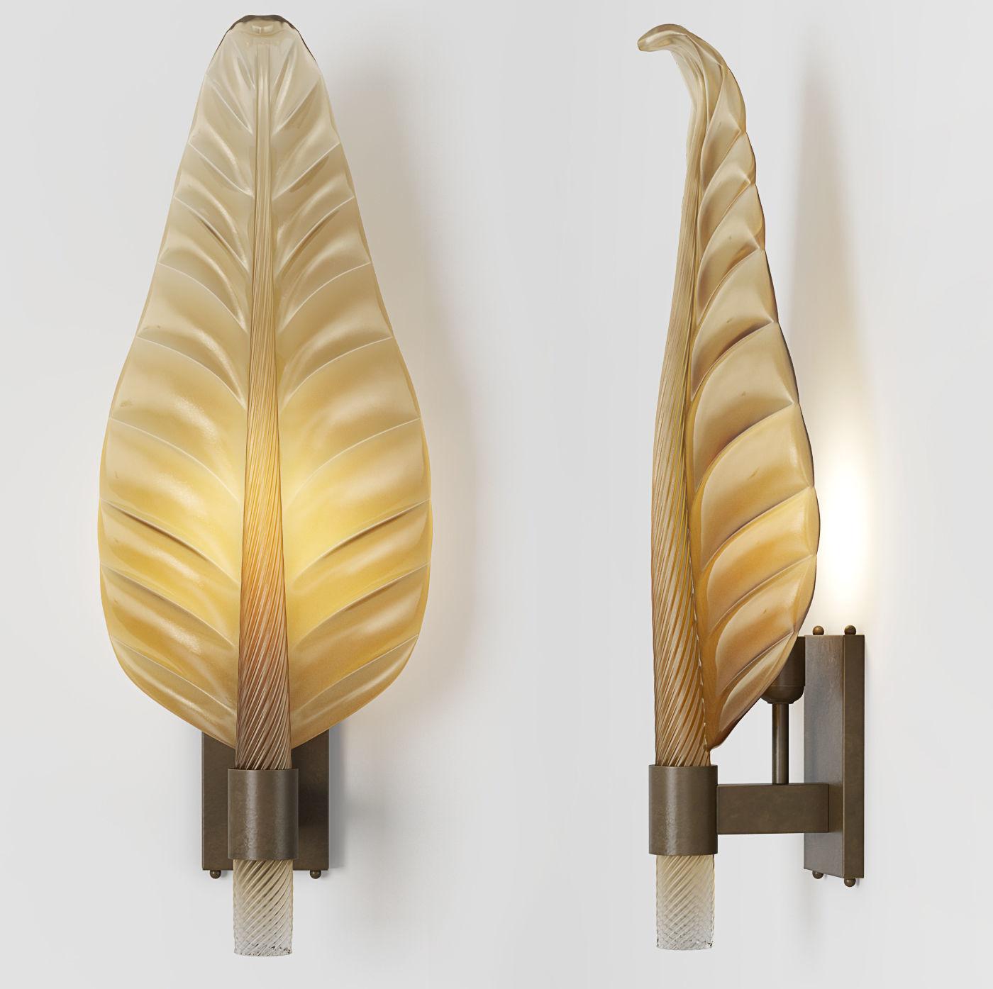 Chairish Large Scale Murano Glass Leaf sconce 3D model_1