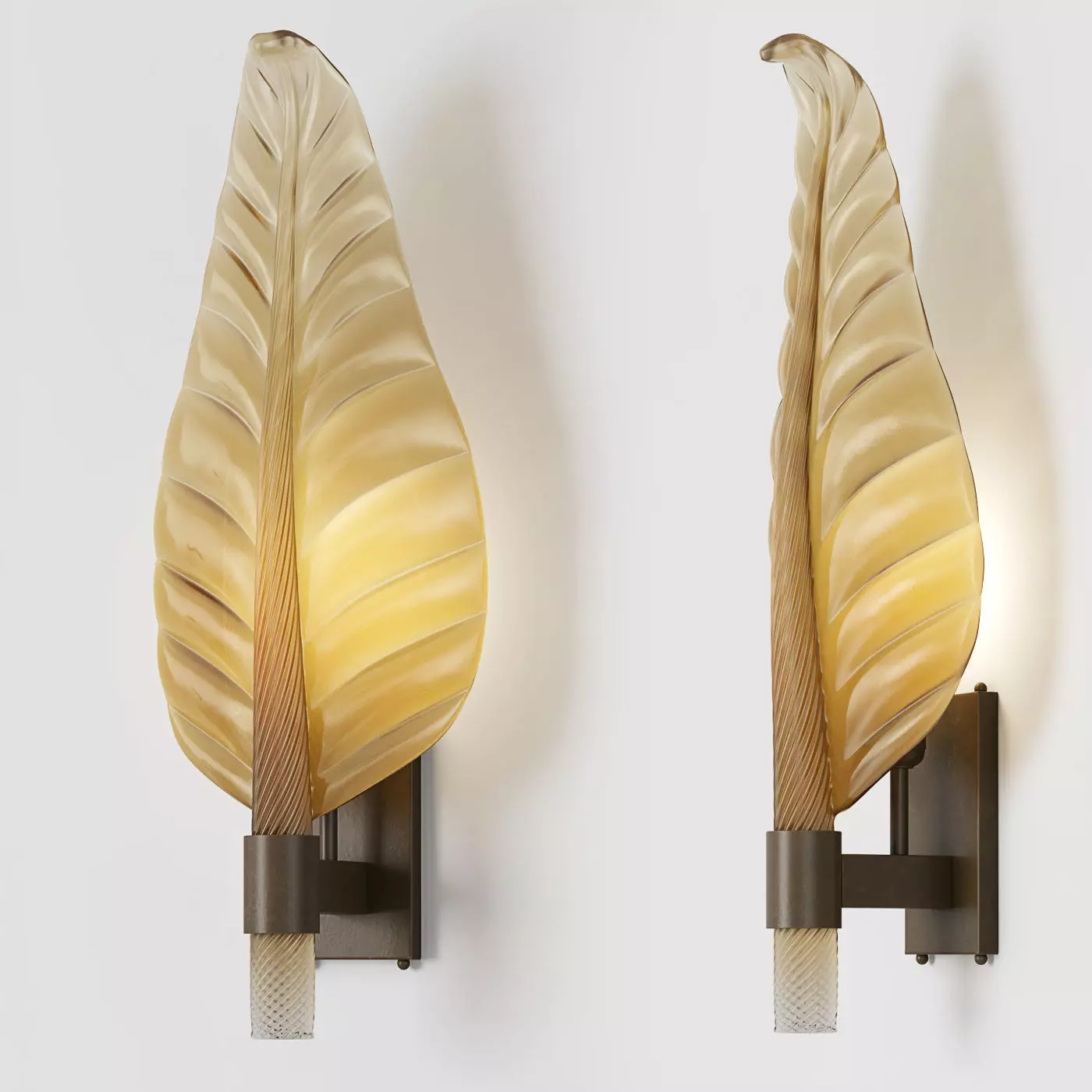 Chairish Large Scale Murano Glass Leaf sconce 3D model_0