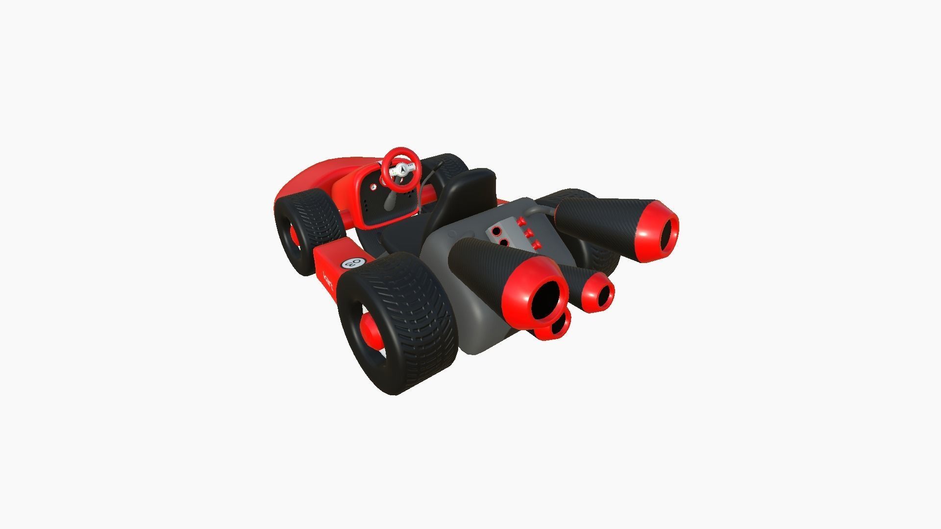 Cartoon Kart C01 Red - Vehicle Racing Design Low-poly 3D model_1