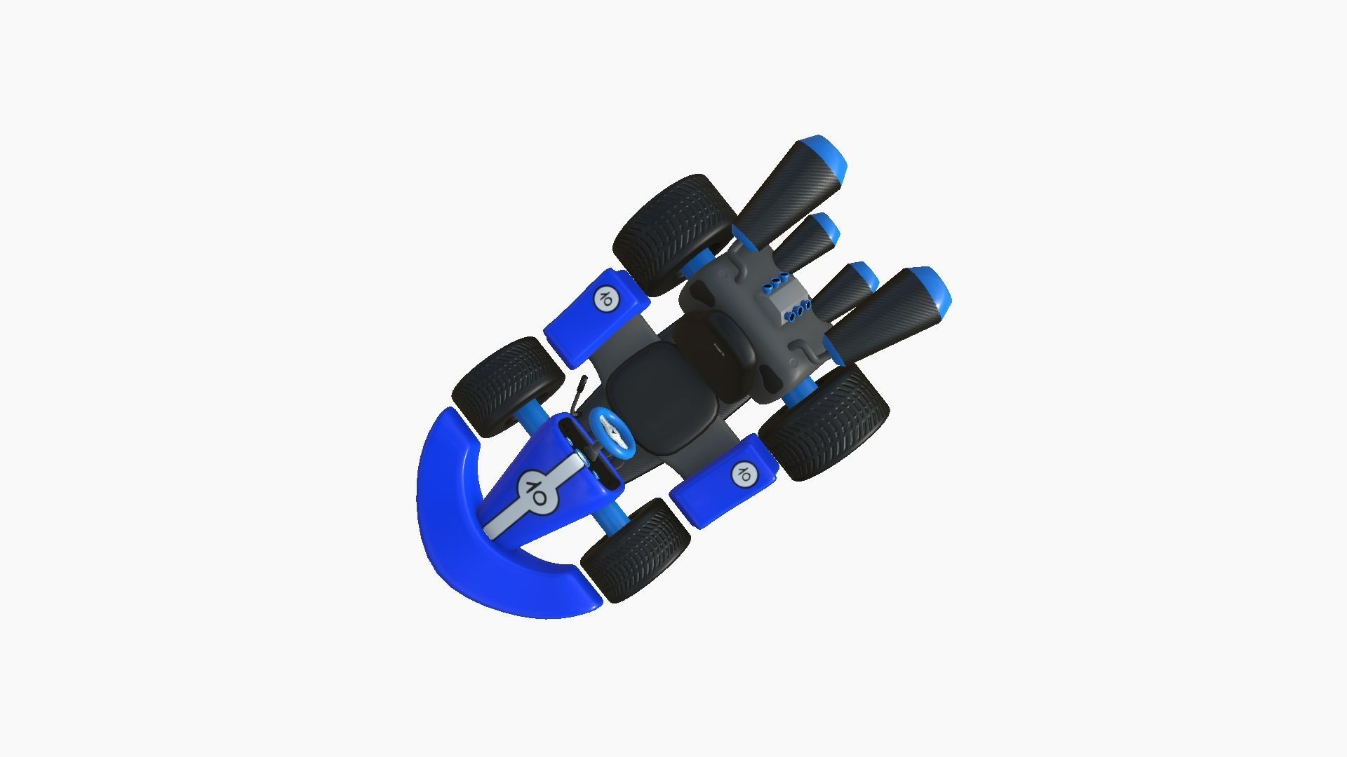 Cartoon Kart C02 Blue - Vehicle Racing Design Low-poly 3D model_2