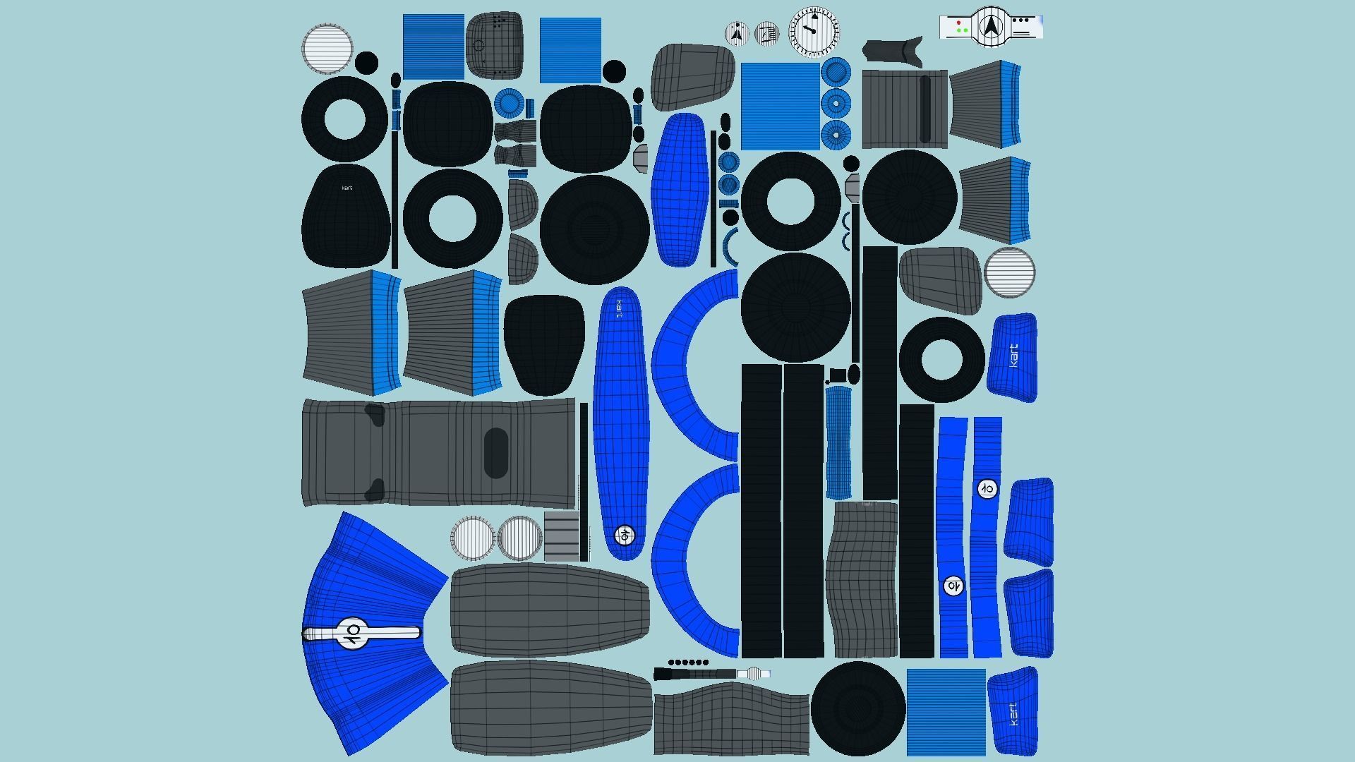 Cartoon Kart C02 Blue - Vehicle Racing Design Low-poly 3D model_5