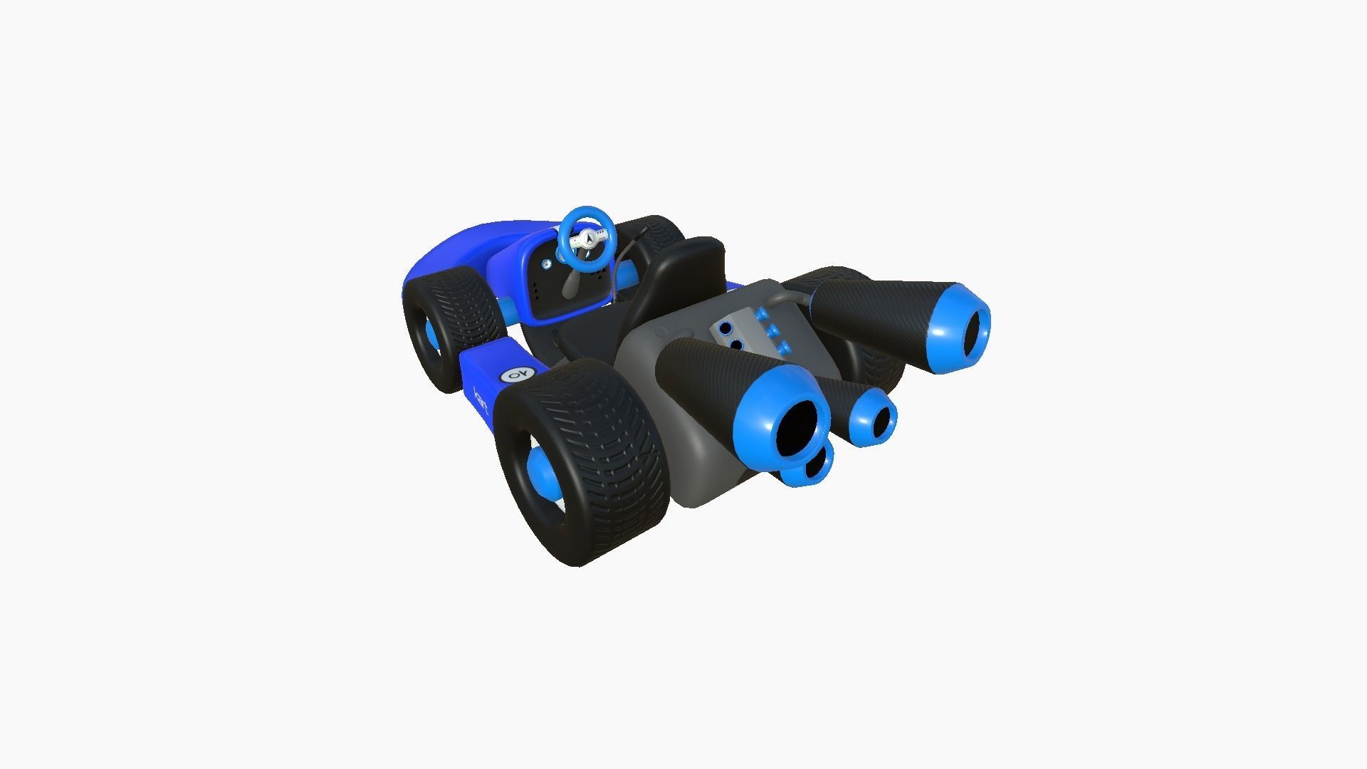 Cartoon Kart C02 Blue - Vehicle Racing Design Low-poly 3D model_1