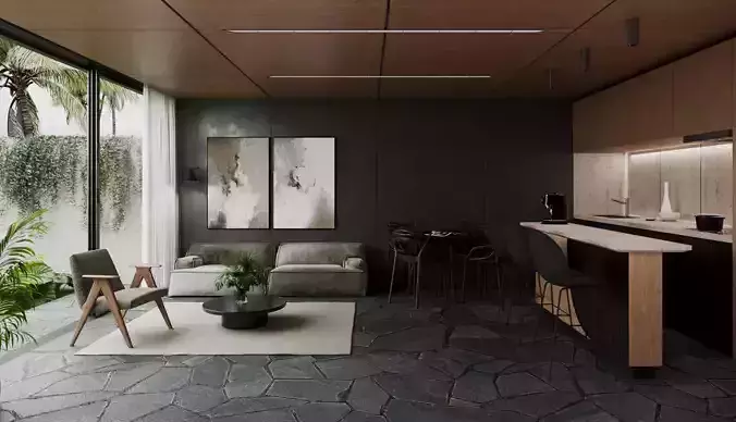 Kitchen Modern Black 01