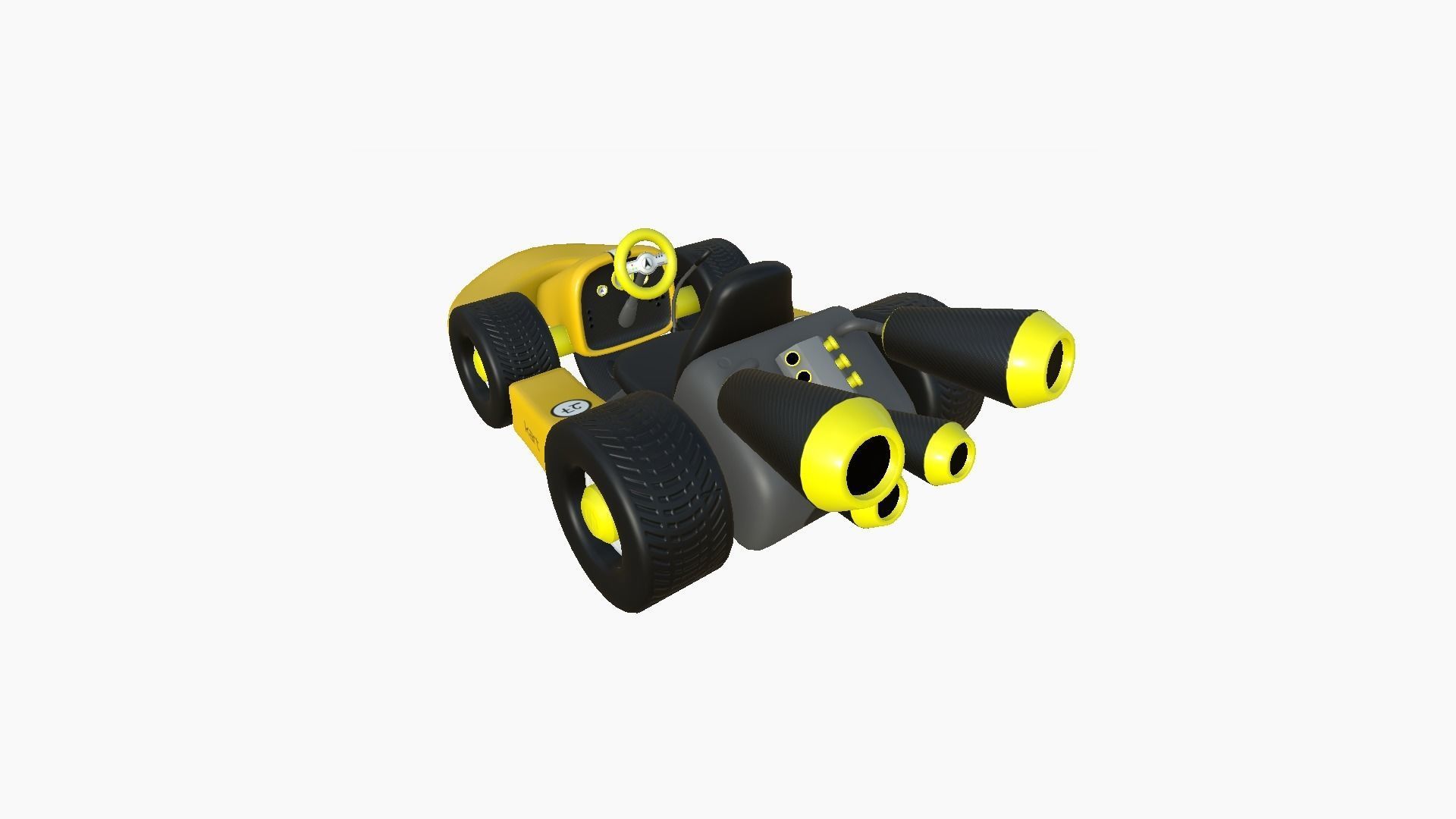 Cartoon Kart C03 Yellow - Vehicle Racing Design Low-poly 3D model_1
