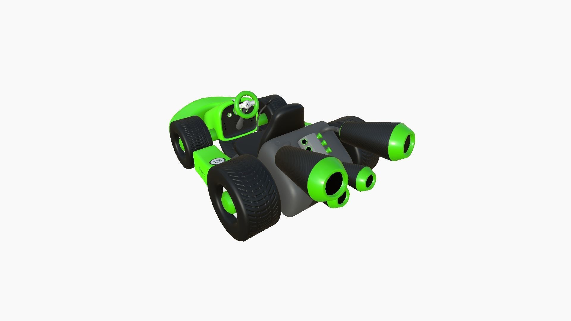 Cartoon Kart C04 Green - Vehicle Racing Design Low-poly 3D model_1