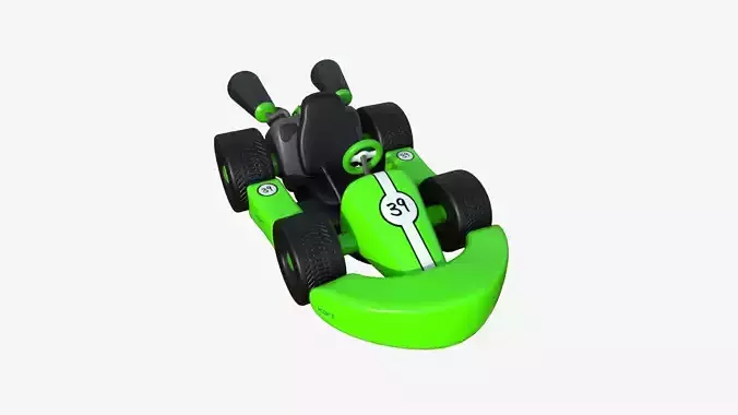 Cartoon Kart C04 Green - Vehicle Racing Design Low-poly 3D model